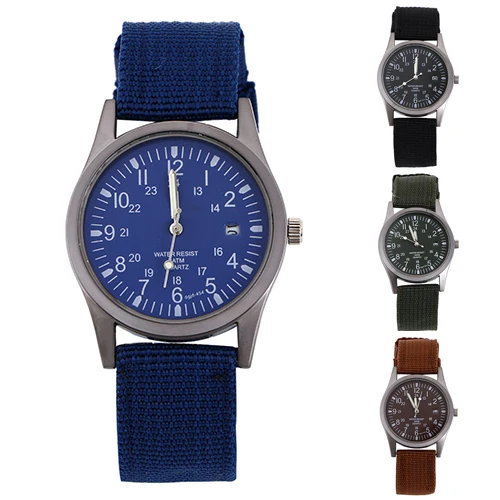 

Cool Men Calendar Army Military Knitted Fabric Band Quartz Analog Wrist Watch Hot 5HQ6 C2K5W