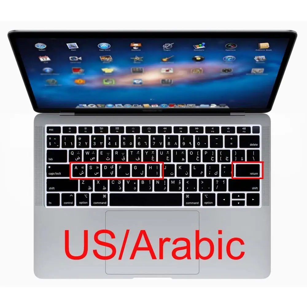 Redlai силиконовый водонепроницаемый чехол для клавиатуры для Macbook Air 13 A1932 Touch ID США введите Испанский Французский Тайский тайваньский алфавит - Цвет: Arabic