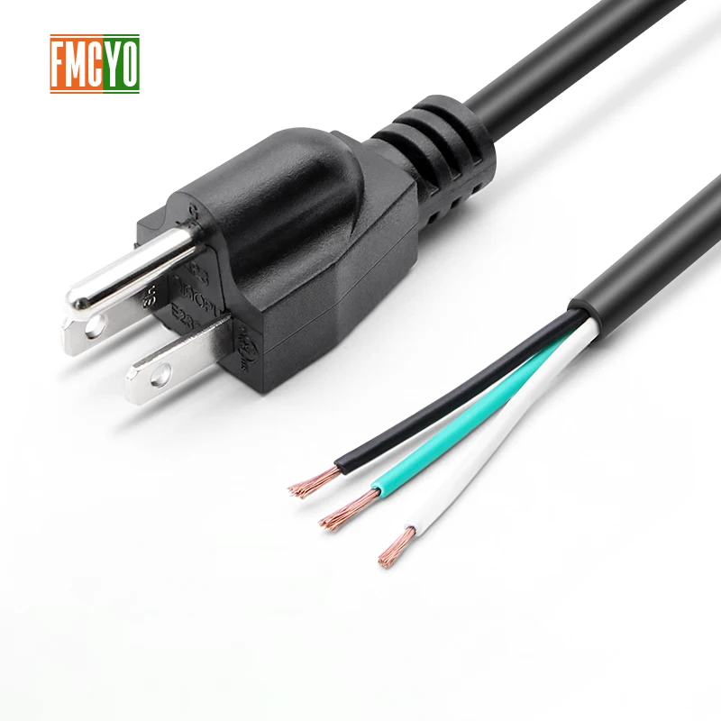 

US 1.8m Standard Power Cord Bare Tail End 0.824mm2/1.31mm2 Thick Cable For Computer/Printer/Rice Cooker