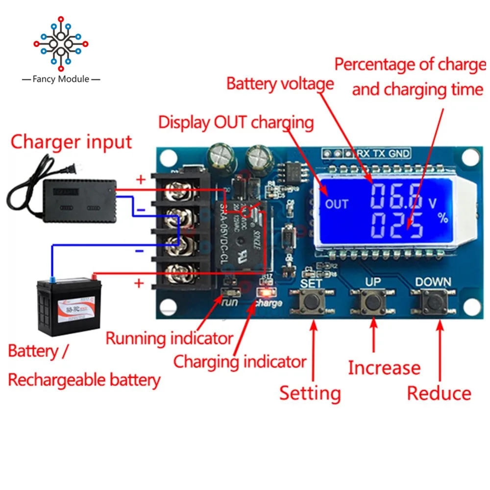 

DC 6-60v 10A LCD Lead-acid Solar Battery Charge Controller Protection Board Charger Time Switch 12v 24v 36v 48v Battery Capacity