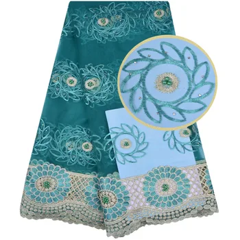 

African Lace Fabric 2018 Embroidered Nigerian Laces Fabric With Stones High Quality French Tulle Lace Fabrics For Women 1137B