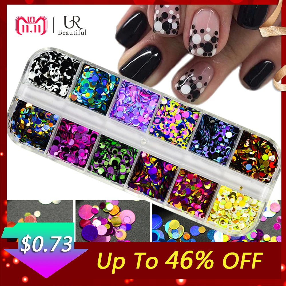 1Set Ultrathin Sequins Nail Art Glitter Mini Paillette Colorful Round 3d Nail Decorations Mixed Size Manicure Accessories BEP