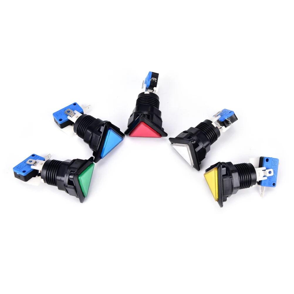 

1Pc New Arrival 12v Triangle LED Arcade Push Button with microswitch black circle illuminated 5 Colors