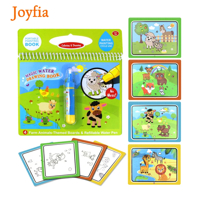 

8 Types Water Drawing Books & Magic Pen Kids Animal Coloring Book Painting Board Mat Learning Educational Toys for Children #