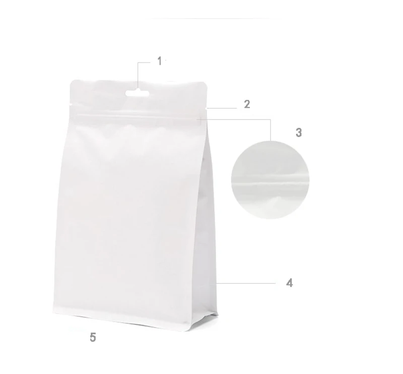 Белый орган сумка для хранения из крафт-бумаги стенд упаковка композитный еда закуска зерна Cookiecandy молнии печенья кофе молния замок переуплотнение