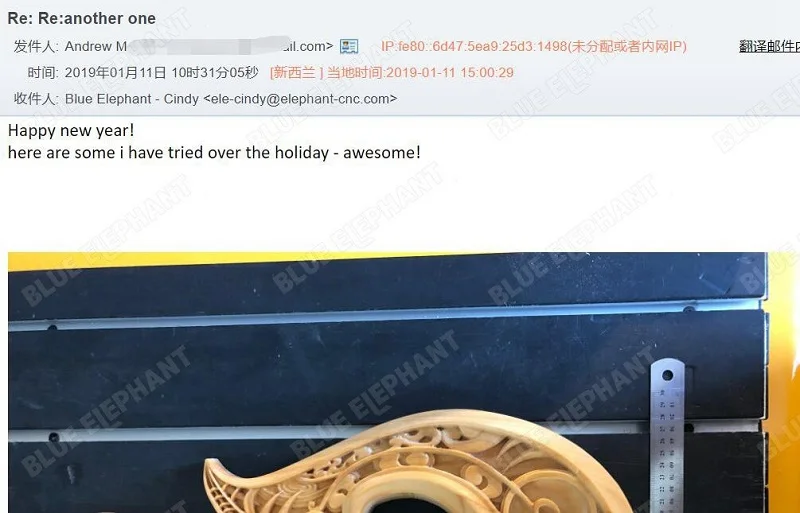 Feedback from New Zealand for our advertising CNC Machinery (4)
