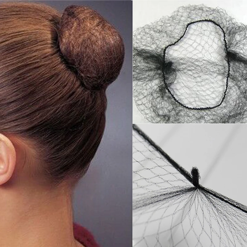 

50pcs Sample Yarn Hairnets Black Brown Color Invisible Soft Elastic Lines Hair Bun Cover Net Ballet Dance