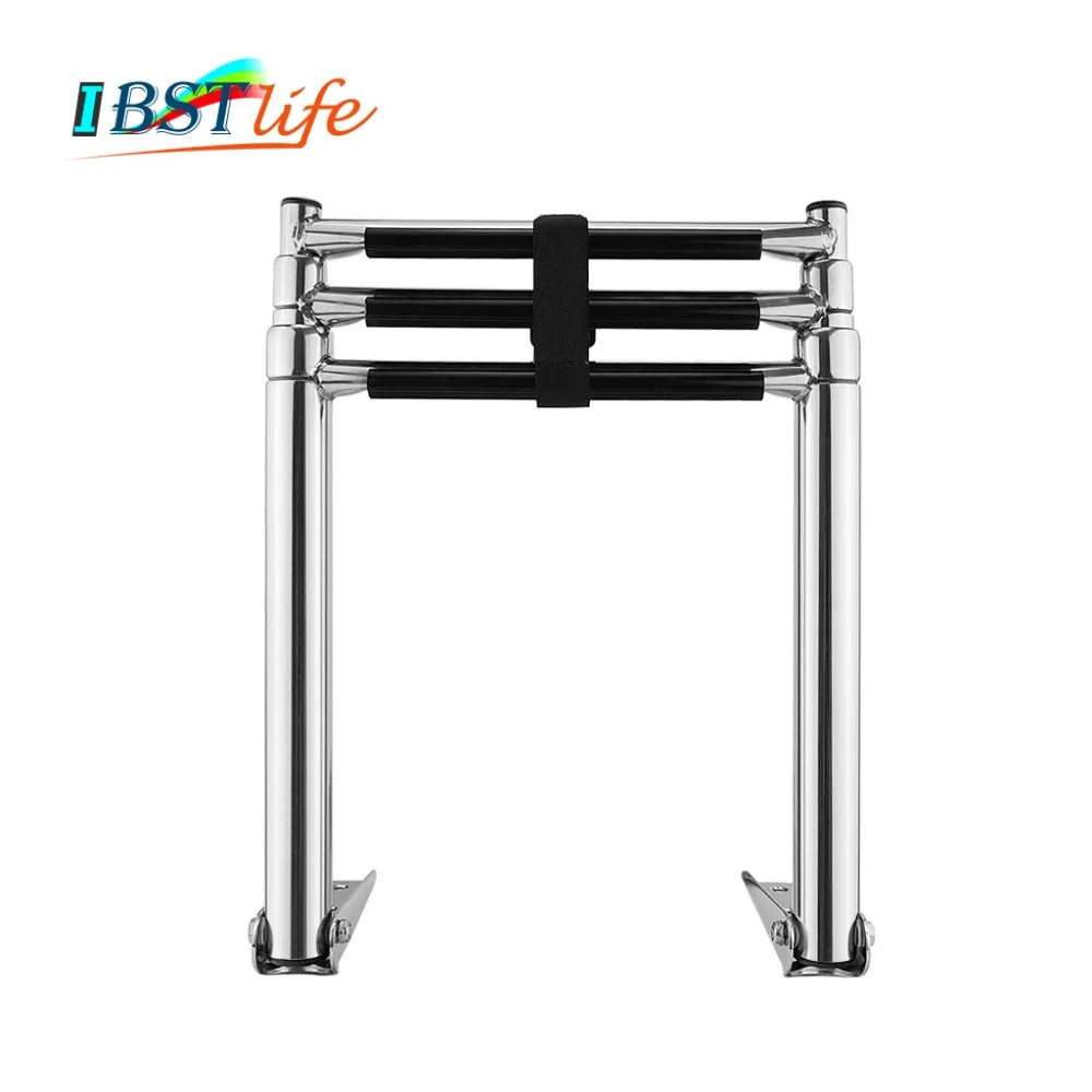 FREE SHIP 3 Step Telescoping Folding Ladder Platform Boarding Swim S.S Ladder
