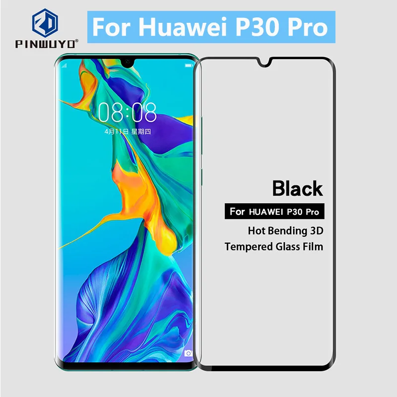 

Huawei P30 Pro Original PINWUYO Hot Bending 3D Curved Full Cover Tempered Glass Film Screen Protector For Huawei P30 Pro