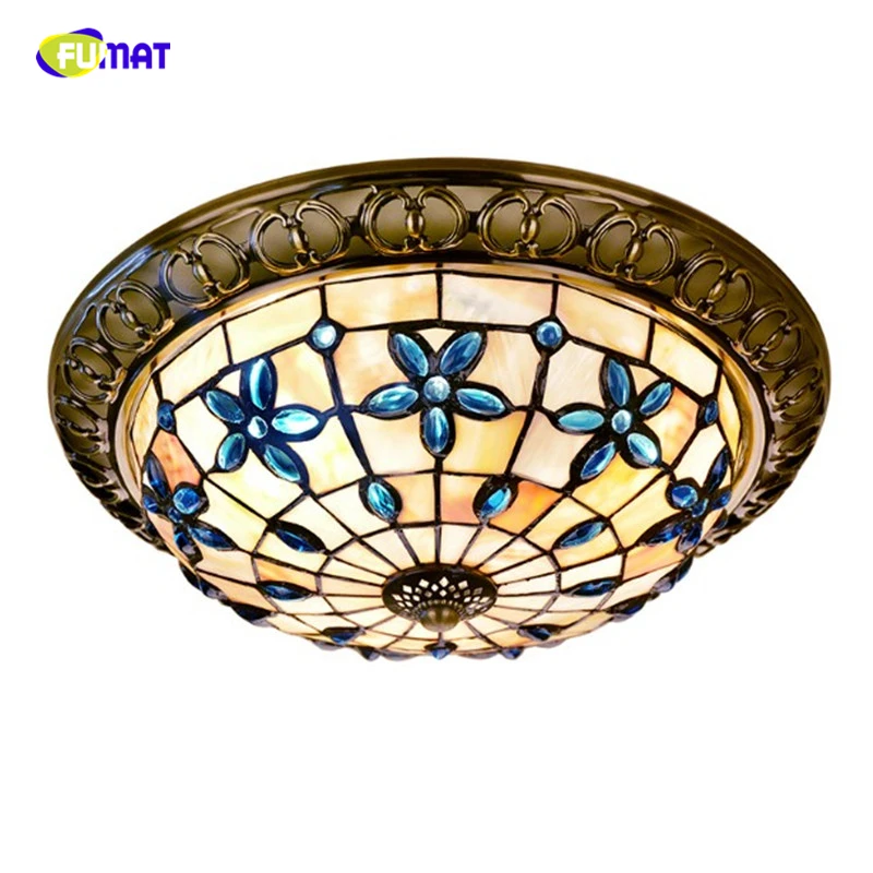 Fumat Tiffany Ceiling Light Blue Flower 