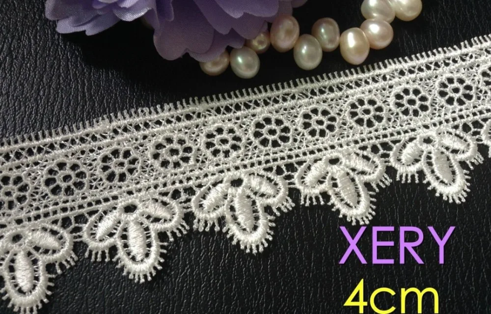 

4cm high quality water soluble embroidery lace,luxurious skirt and wedding dress lace trimming,XERY14200A