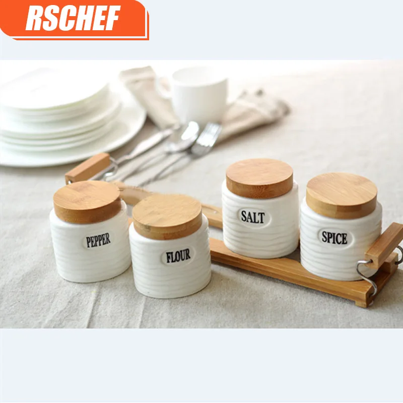 RSCHEF белые керамические банки для специй кухонные аксессуары масло соль кастрюля