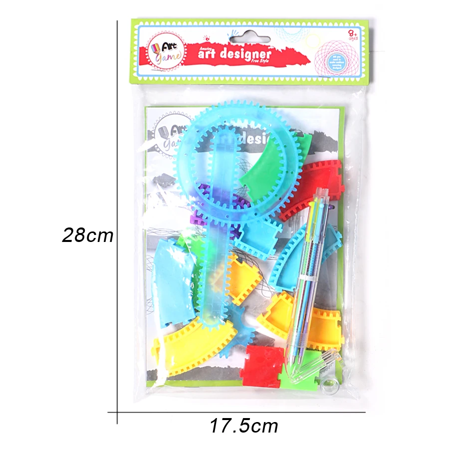 

Track model Spirograph Design Interlocking Gears & Wheels drawing set toy for children,16 Accessories and 1pcs pen creative toy