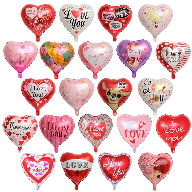 

10Pcs/Lot 18inch Heart Foil Balloon Wedding Valentine's Day I love you Aluminium Foil Helium Globos Annivery Decoration Supplies