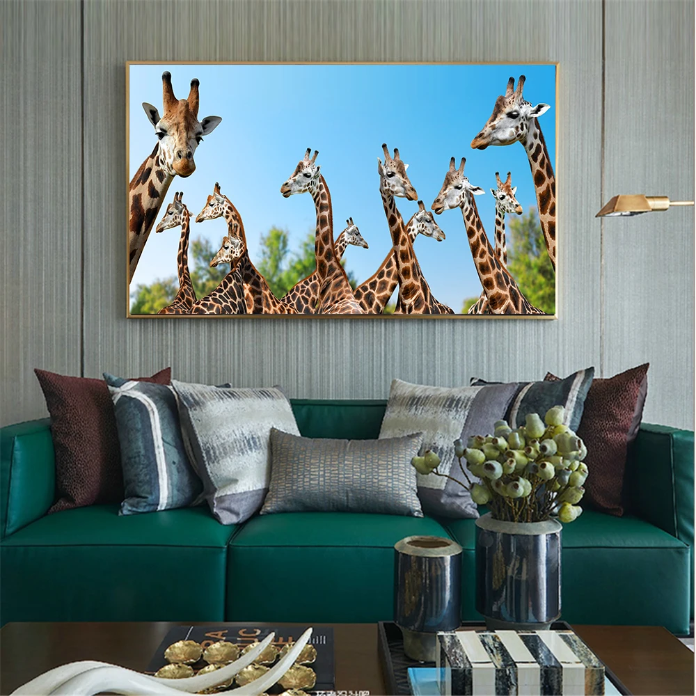 Плакаты с изображением жирафа и принтами на холсте большие настенные картины украшение дома Жираф животный принт современный декор
