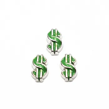 

Hot Sale 10pcs/lot Metal Enamel Dollar Floating Charms For Living Glass Memory Floating Lockets Pendant Necklace DIY Jewelry