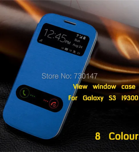 Back battery housing cover cases flip leather open View window case for samsung galaxy s3 SIII