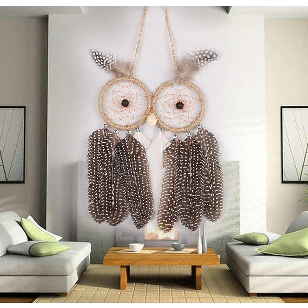 

Lovely Handmade Dream Catcher With Pendant Owl and Clouds Feather Dream Catcher Home Hanging Decoration Bedroom Decor For Kids