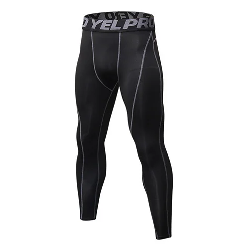 Yuerlian New GYM Compression Bodybuilding Pantalones Hombre Fitness Tights Trousers Sweat Pants For Men Sport Running Leggings - Цвет: black gray line