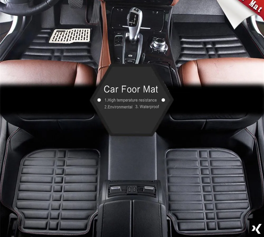 Vehemo-Foot-Pad-Car-Floor-Pad-Driver-Floor-Mat-5pcs-Black-Premium-Driving-Vehicles-Trucks-Auto