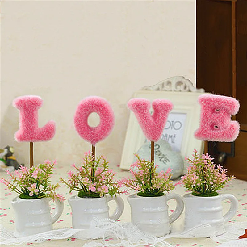 Flone имитация любви растения бонсай креативные любовные Буквы Цветы зеленое растение Горшечное растение для гостиной украшение мебели