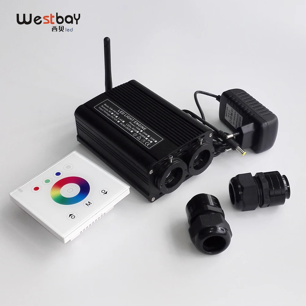 

32W LED Optic Fiber Light Engine Driver Double Port Optical Fiber Light Source With Touch Panel RGBW Controller For Ceiling Star