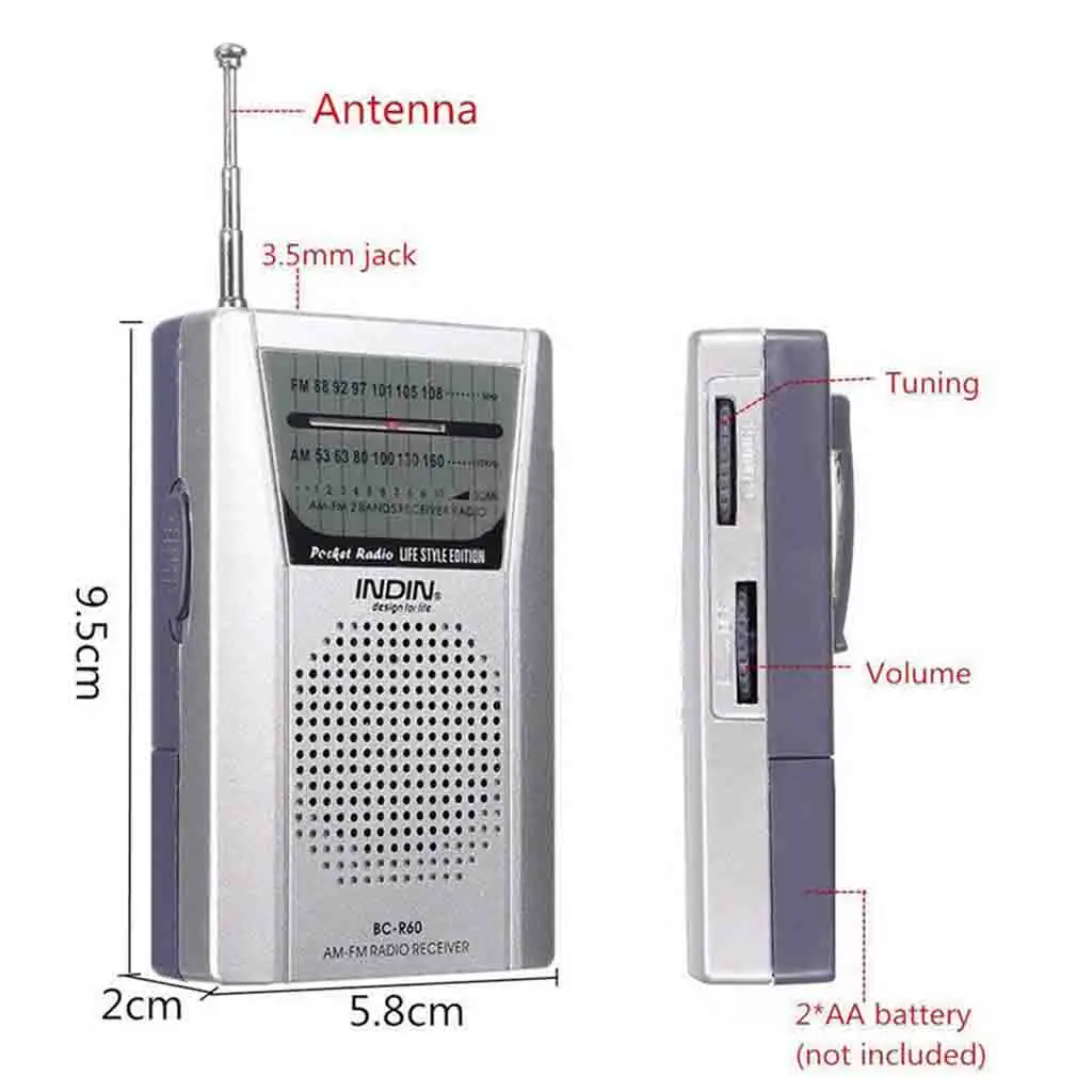 Мини портативный карманный AM FM радио динамик телескопическая антенна 3,5 мм Jack превосходное качество звука