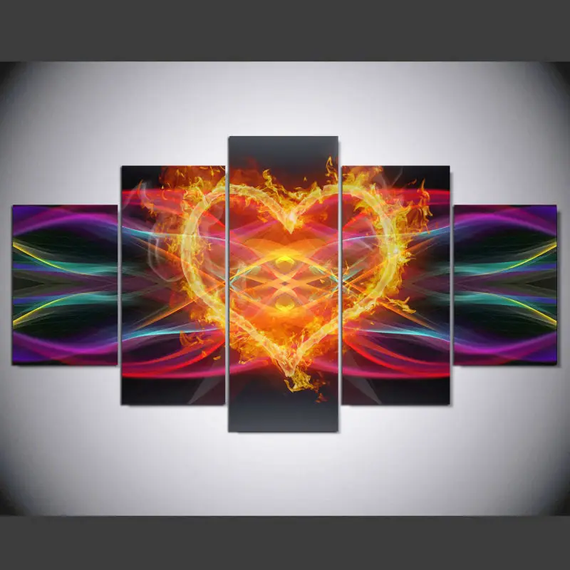 

5D DIY diamond painting 5 Panel Hartvormige Voor Home Painting Wall Pictures For Living Room square diamond