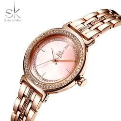 Sk женские золотые часы лучший бренд класса люкс горный хрусталь Красивые водостойкие наручные часы из нержавеющей стали для Леди Мода montre