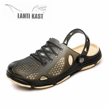 Мужская водонепроницаемая обувь; Сланцы на лето; акваобувь; модные пляжные сандалии; повседневные сабо на плоской подошве; мужские открытые туфли без застежки