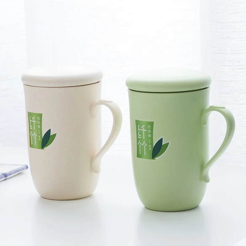 

Bamboo fiber with lid milk cup household large capacity breakfast cup couple coffee creative water tea cup