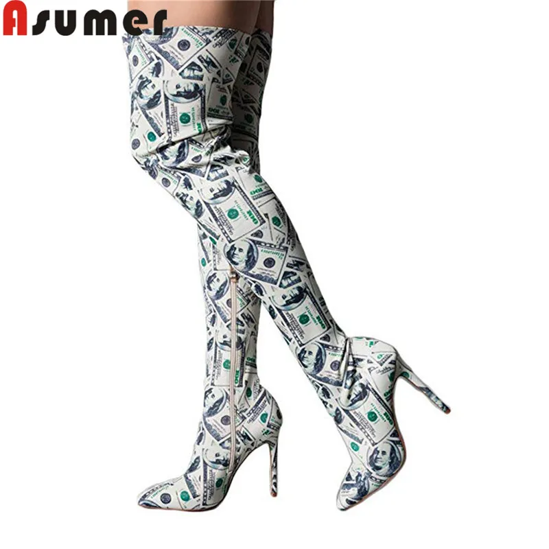 

ASUMER big size 34-43 over the knee boots women pointed toe zip sexy prom ladies shoes super high autumn women boots 2019