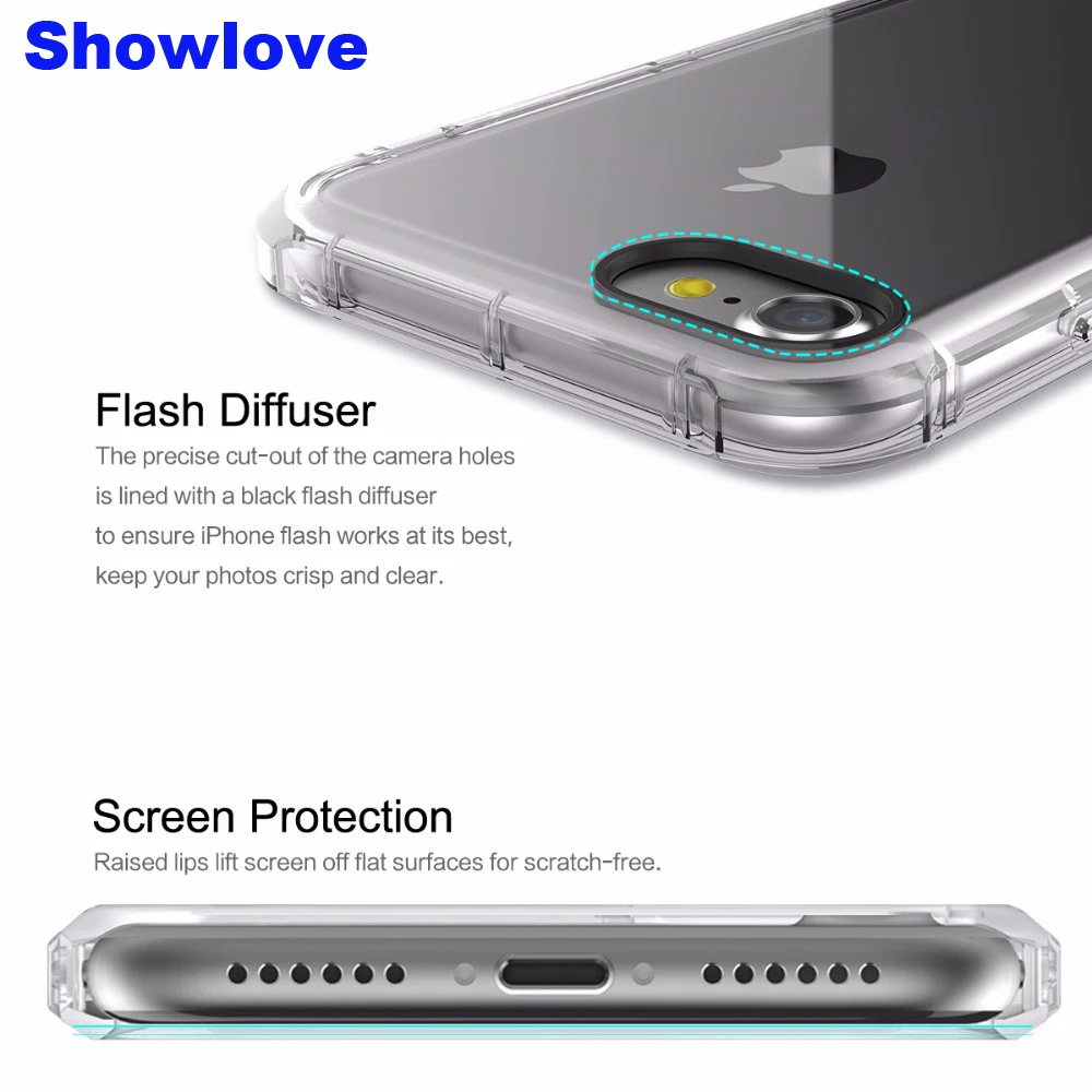Showlove Flexible Tpu De Silicona Choque De Absorci n Crystal Clear 