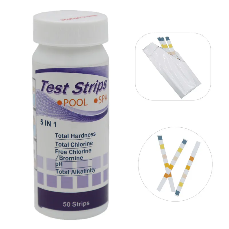 

50Pcs/bottle 5 in 1 Swimming Pool Spa Water Test Strips Chlorine Bromine PH Alkalinity Hardness Tool 40%Off