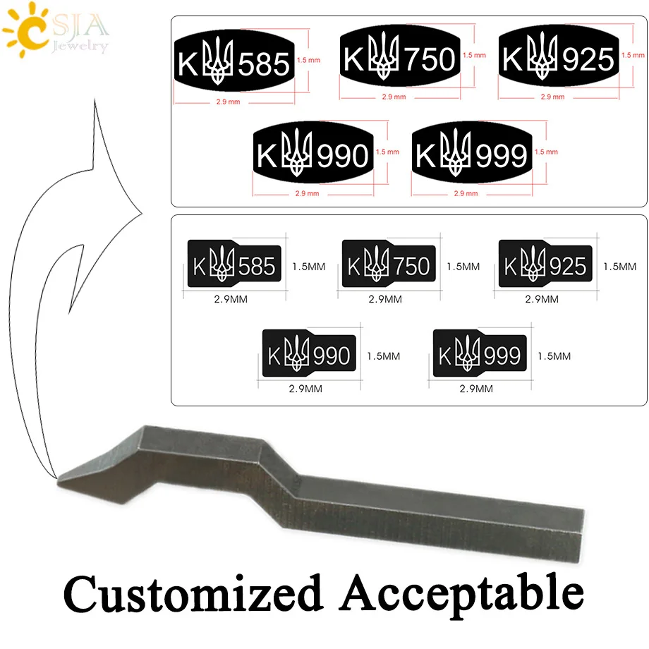 Best CSJA Curve Bent Shank Stamp Tool for Jewelry Making New K 925 750 585 999 990 Gold Sterling Silver Punch Mark Metal Mold E554