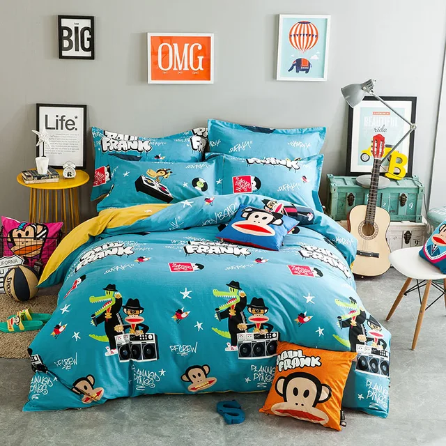 Paul Frank 4pcs Hip Hop Singer Cartoon Bedding Set Children Paul Frank 4pcs Hip Hop Singer Cartoon Bedding Set Children Double Anime Duvet Cover