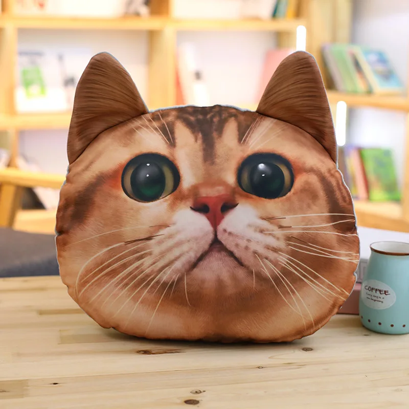 Simulation Cat Animals Print Creative Personality 3 In 1 Hand Warm Air Condition Plush Pillow Blanket Car Back Cushion Doll 36cm - Цвет: B pillow