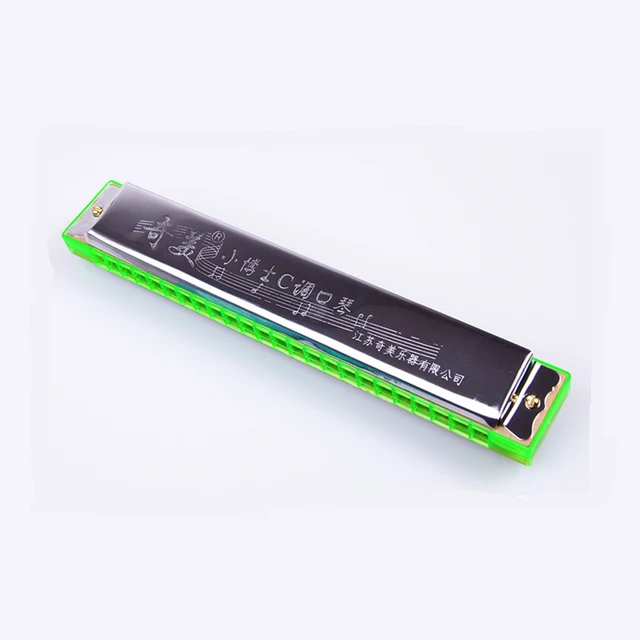Cheap 24 Hole Harmonica C Key Silvery Mouth Organ Resin Tremolo