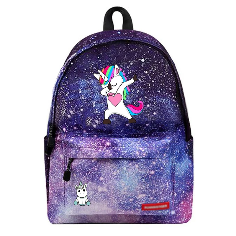 

Cute unicorn Dab Backpack Galaxy School Bags Fashion Students Backpack Travel Bag for teenagers Stars Printing