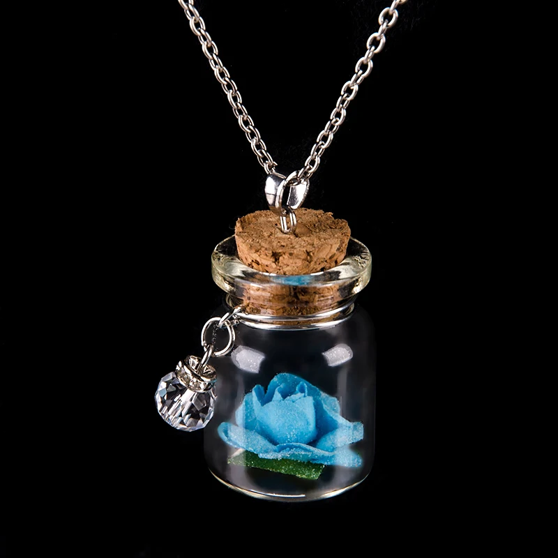 Necklace Trendy Round New Handmade Glass Bottle Necklace Boutique Glow Flower Pendant Jewelry For Women