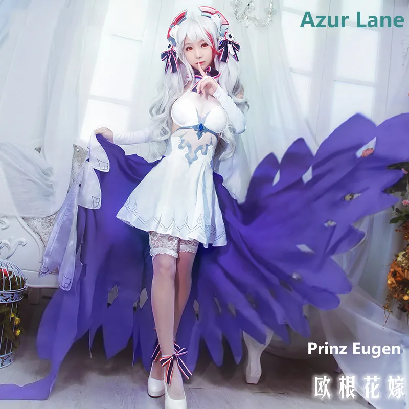 

Anime! Azur Lane Prinz Eugen Wedding Dress A Symphony Of Fate Lolita Sexy Uniform Cosplay Costume Free Shipping
