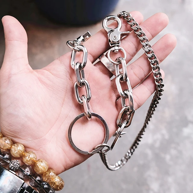 3 Layers Punk Long Metal Wallet Belt Chain Trousers Hipster Pant Jean  Keychain Silver Color Ring Clip Keyring Hiphop Jewelry - Temu