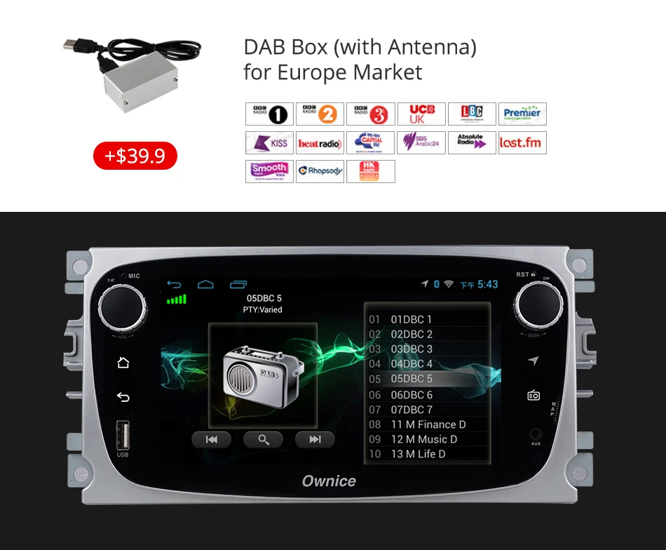 Cheap Ownice K1 K2 Android 6.0 Octa Core  32G ROM Car DVD player GPS for Ford Mondeo S-Max Cmax Focus II GPS Radio Auto Navigation 39