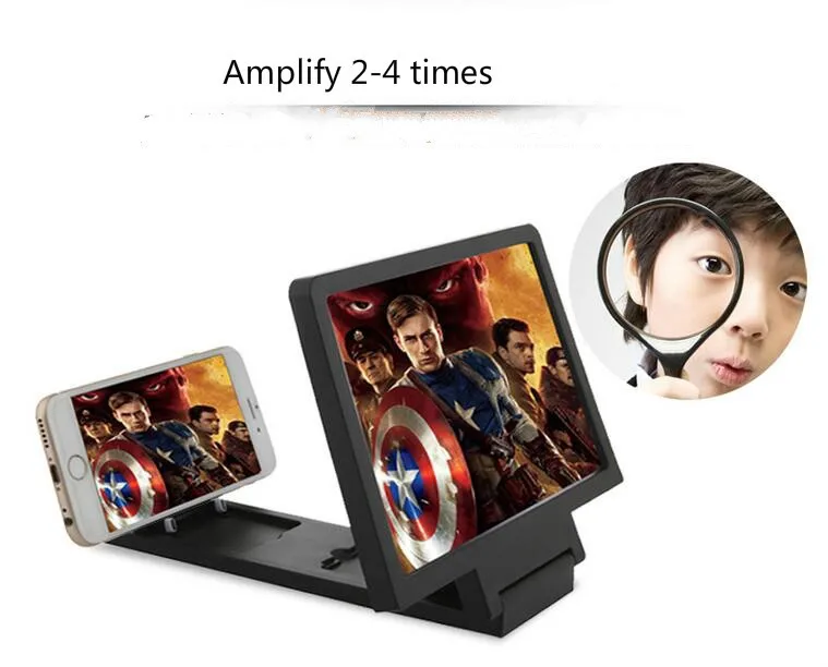 3d مكبر الهاتف المحمول حامل شاشة الفيديو المكبر قوس للطي المتوسع الموسع حامل لجميع الهواتف الذكية