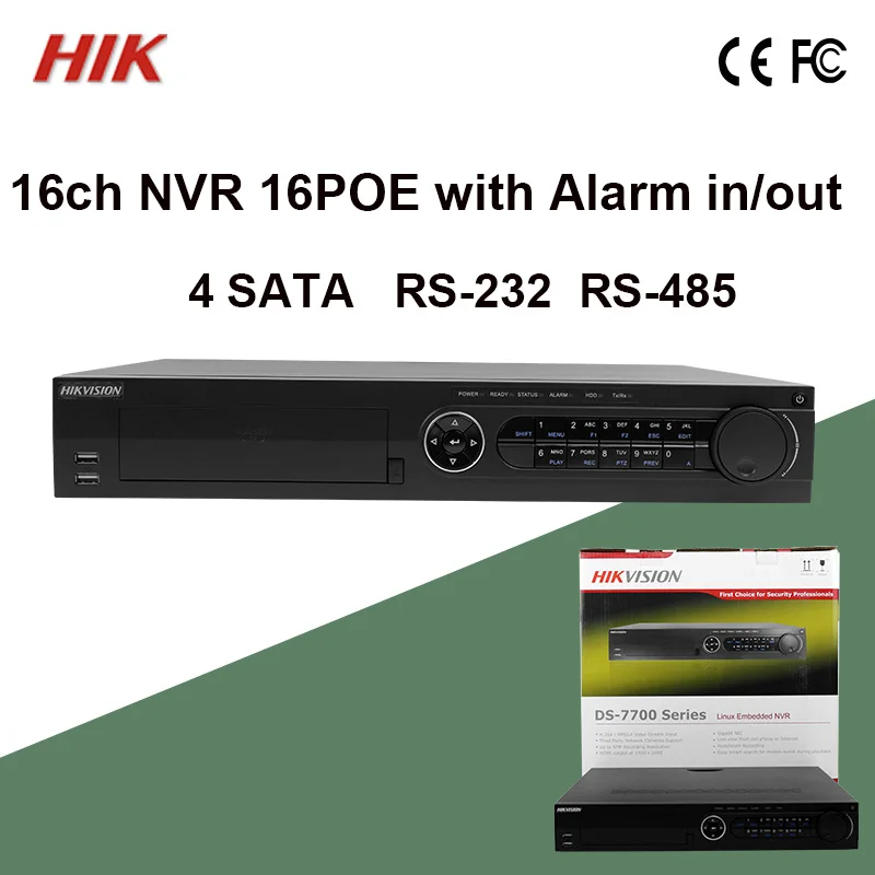 

in stock DS-7716NI-E4/16P Hik 16ch NVR 16POE Alarm in/out 4SATA 6MP CCTV Recorder H.264 RS-232 RS-485 AUDIO IN/OUT network NVR