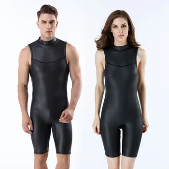

MYLEDI 2mm men Diving suit sleeveless Super elastic Wetsuit waterproof Snorkeling Smooth skin Swimwear Black neoprene CR Cloths