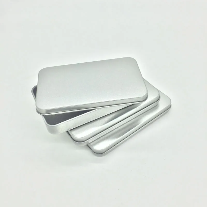 

106x64x13mm New Arrival silver rectangle tea tin box jewelry metal storage box