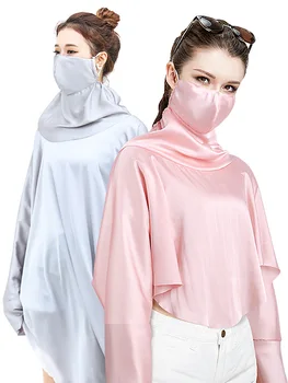 

summer ice silk thin sunshade mask sun protection clothing dust-proof breathable neck mask UV protection shawl female