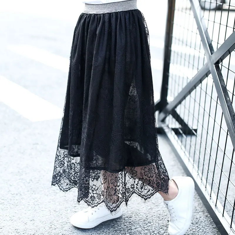 

New Lace Skirt Long Skirt Summer Winter New Casual Loose Kids High Waist Elastic Children Girls Skirts For 5T-16T