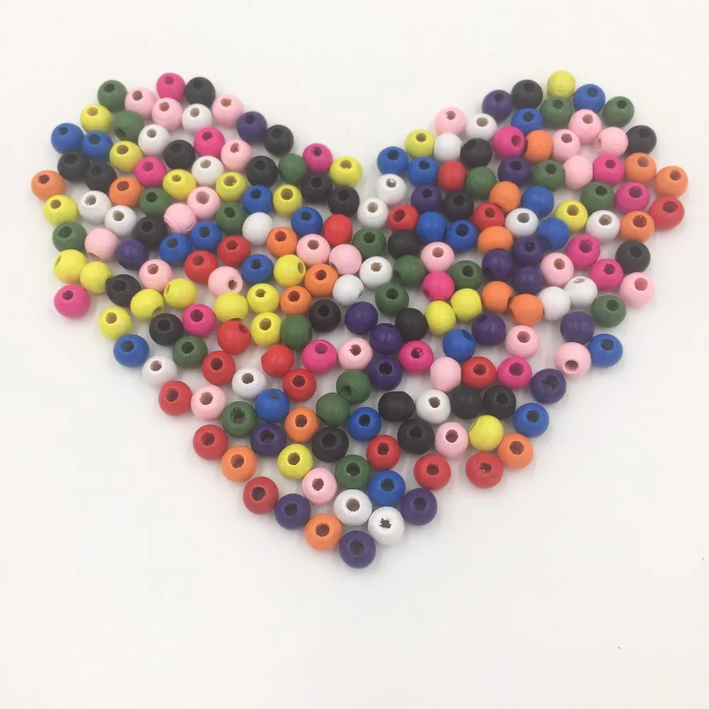

100Pcs/Pack 6-16mm Assorted Mixed COLORFUL Wooden Round Bead Loose Spacer For Charm Bracelet Wholesale